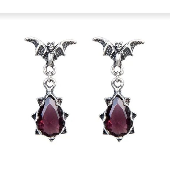 New! Gothic Ornate Bat Jeweled Dangle Earrings Jewelry! - Picture 1 of 4